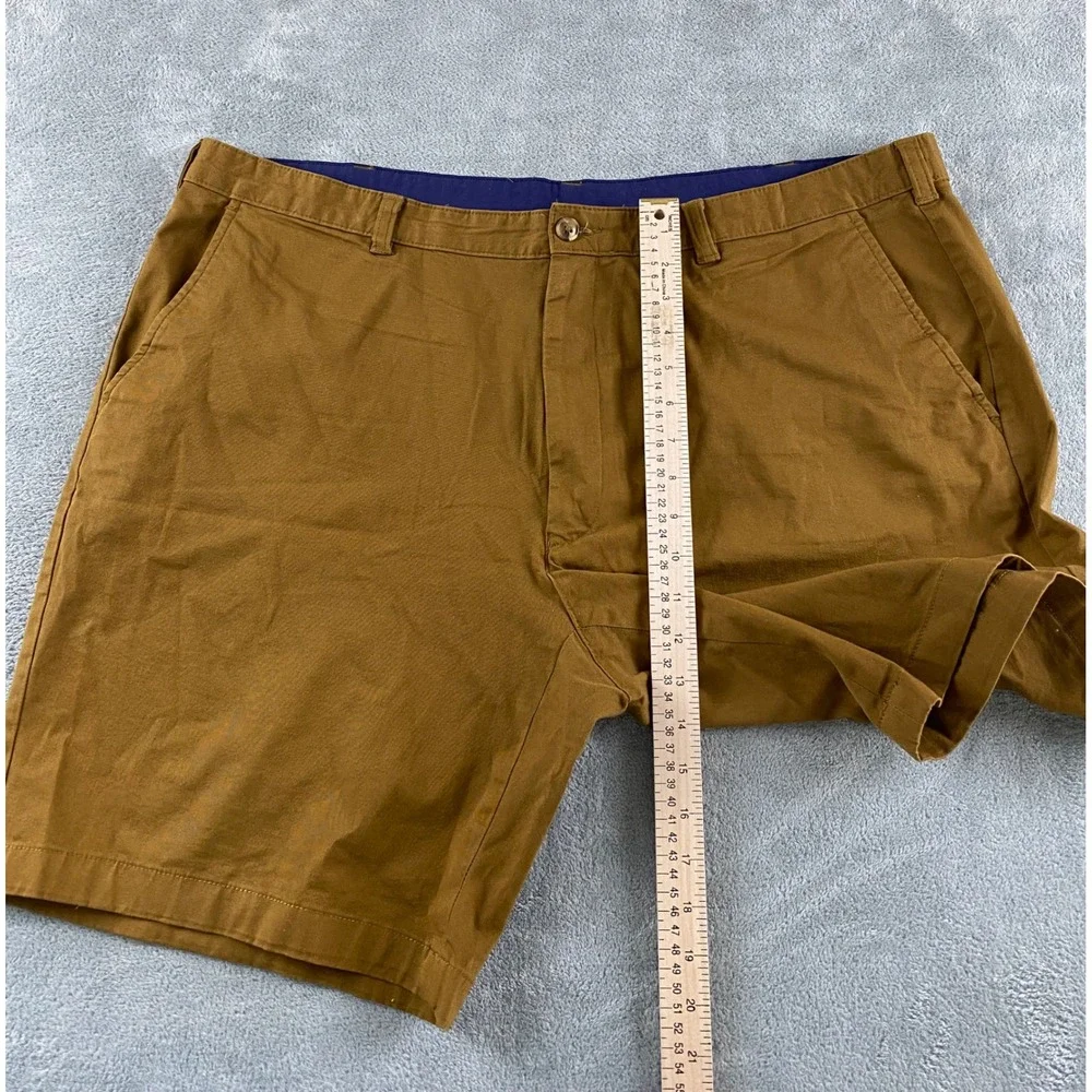 Mens Tobacco Brown Flat Front Chino‎ Shorts Regular Fit Size 39 Casual Summer